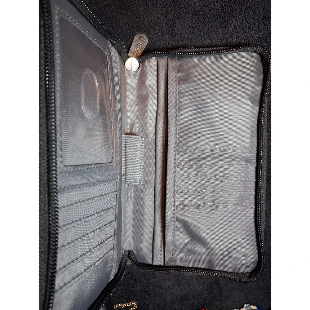Thirty-One Wristlet Wallet Grey Black Houndstooth Zip Around Organizer Clutch